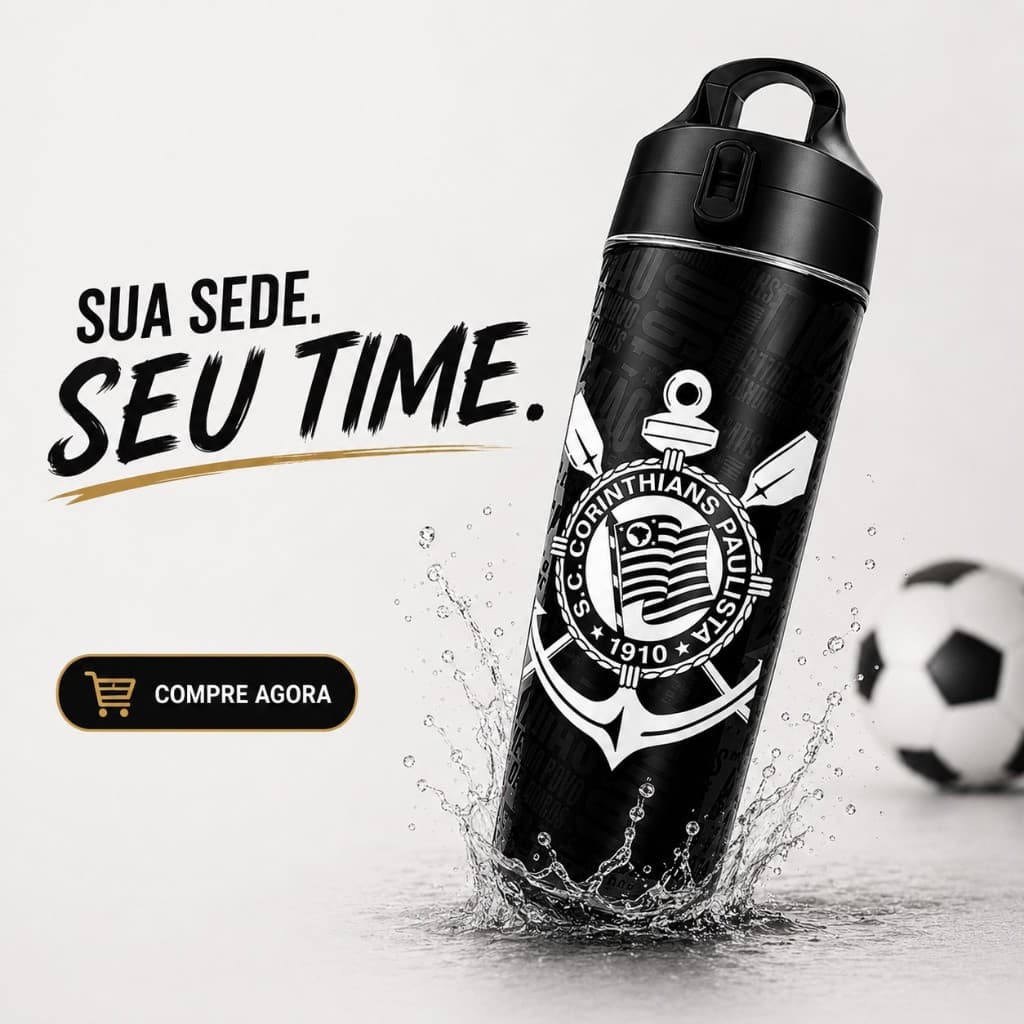 Garrafa De Água do Corinthians 600 MI Squeeze- Produto Oficial