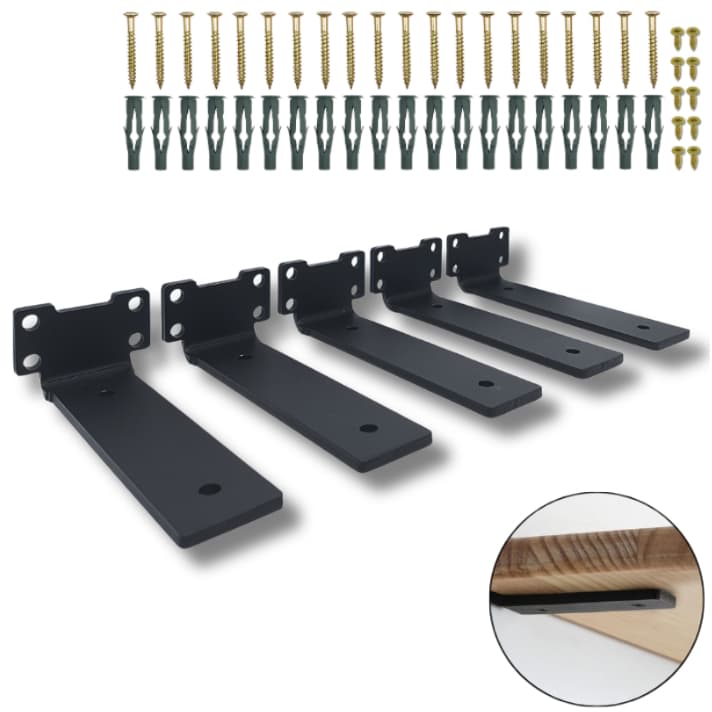 5 Suportes Para Prateleira Mão Francesa 15cm Aço Resistente Estilo Moderno Formato Invisível