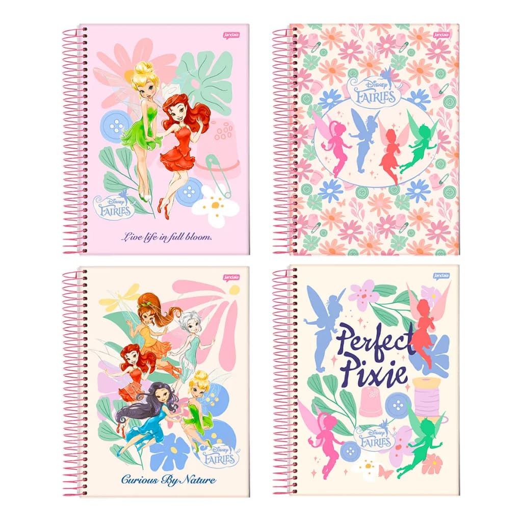 Caderno Espiral Universitari Capa Dura 80 Folhas Fadas Jandaia - Envio de capas sortidas