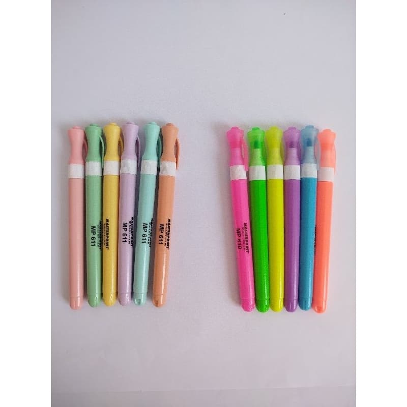 Kit Marca Texto 6 Cores Pastel ou Neon Ponta Chanfrada Material Escolar
