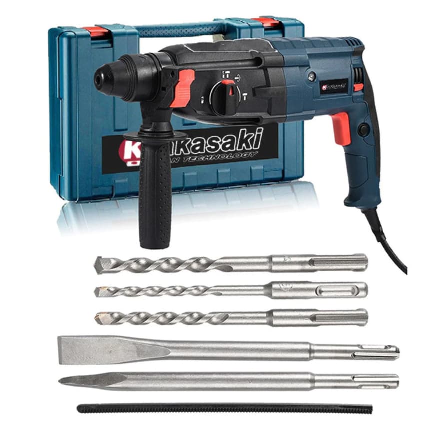 Martelete Rompedor Furadeira Nakasaki 1200W / 1000W: Kit Completo com Impacto Reversível e Maleta