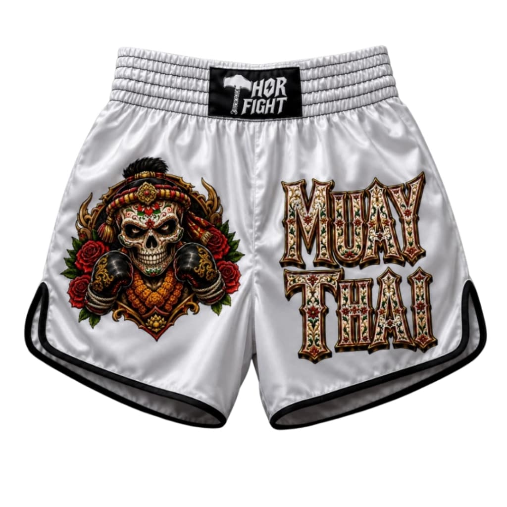 Short Muay Thai La Muerte Caveira Mexicana Premium Estampa DTF Treino Luta Envio Imediato