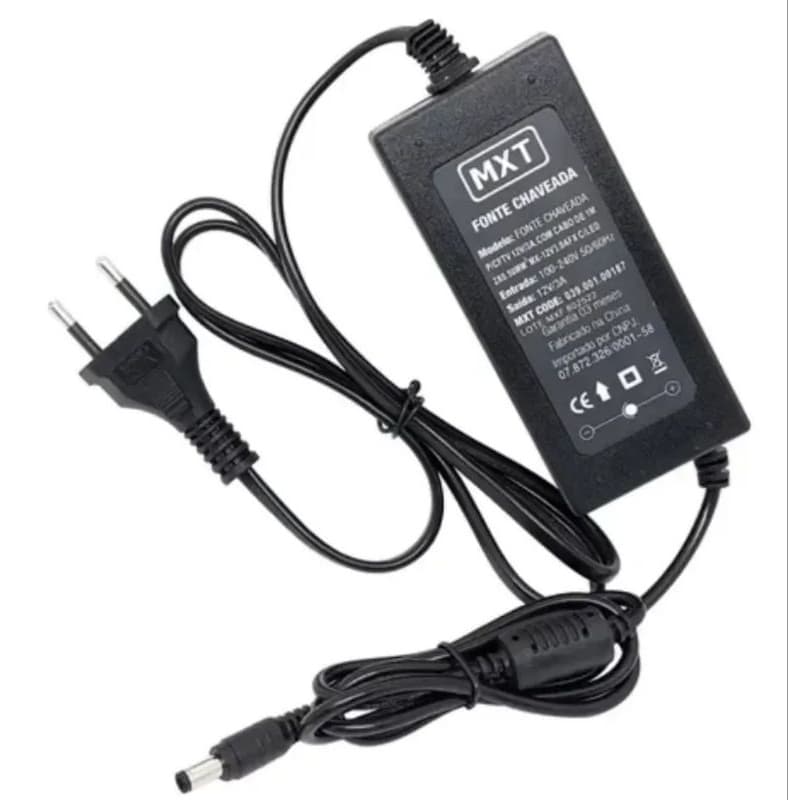 Fonte Chaveada 12V 3A 36W Bivolt MXT P4 CFTV Câmera LED Roteador