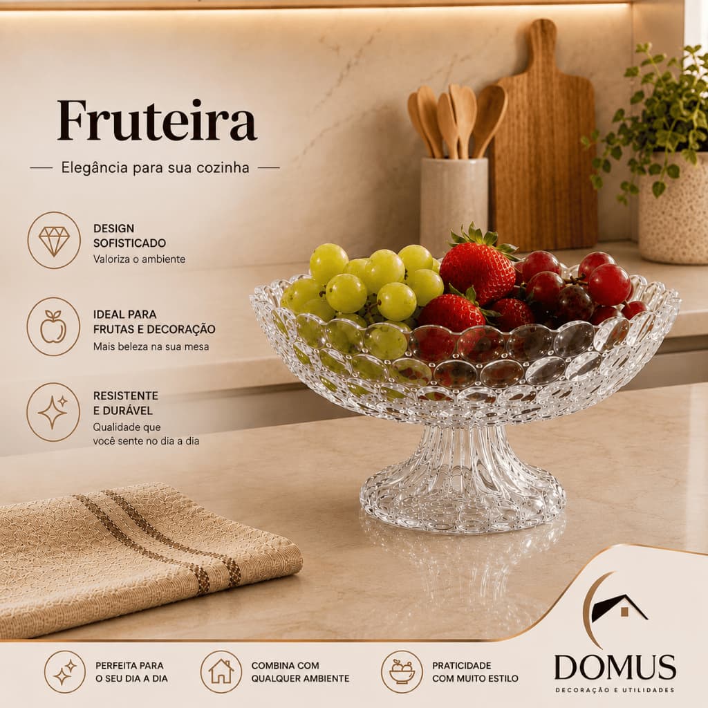 Fruteira Saladeira Organizador Multiuso De Frutas Tipo Aparência de Vidro Transparente Resistente