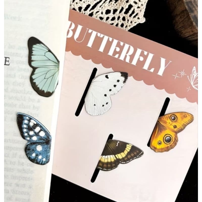 kit contendo 5 marcadores de borboleta, marcador de livro diferente, papelaria