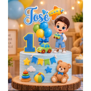 Topo De Bolo Personalizado Brinquedos Menino Cute - enviar  Nome Idade Papelaria Aniversario Mesversario
