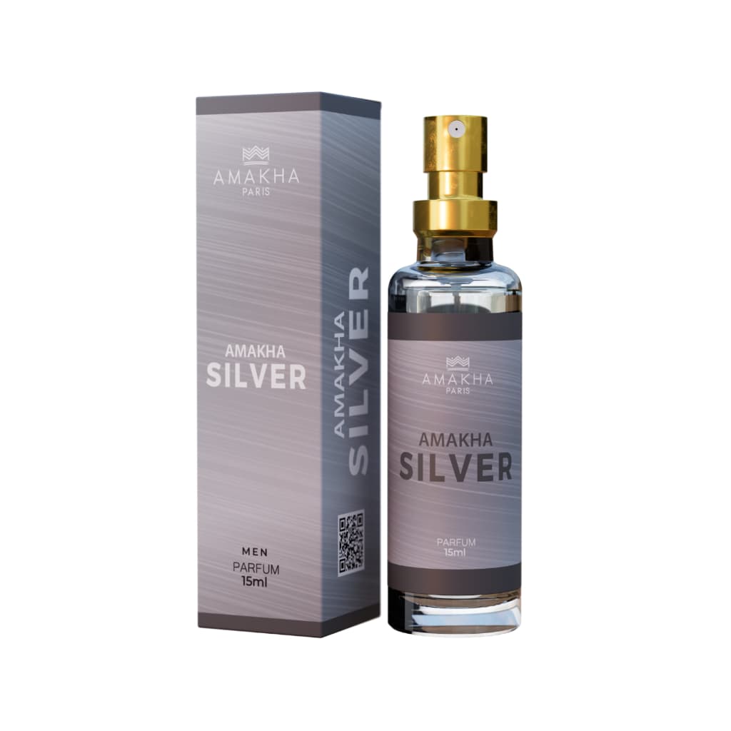 Perfume Masculino de Bolso Silver 15ml Amakha Paris - Ambarado Amadeirado Noturno