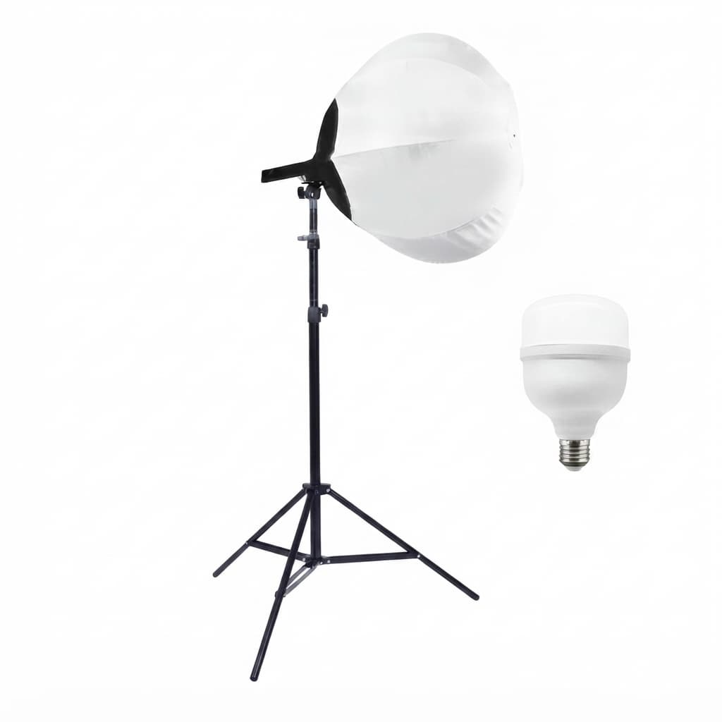 Kit SoftBox Balão Chines Globo Lanterna 65cm Estudio Fotografico Profissional Com Lâmpada