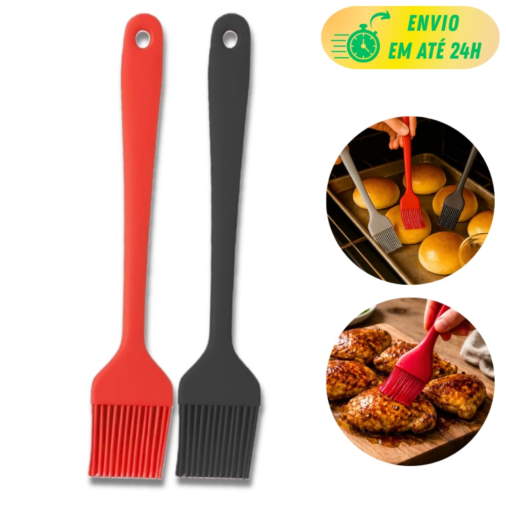 PINCEL CULINÁRIO DE SILICONE PARA UNTAR FORMAS E PINCELAR ALIMENTOS NA COZINHA PROFISSIONAL