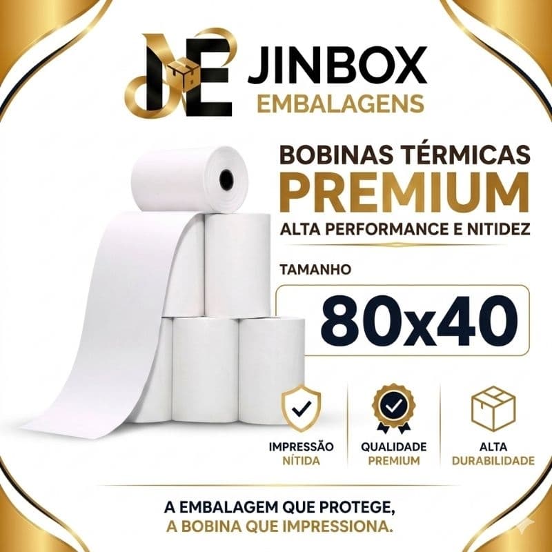 Bobina Térmica 80mm x 40mm Premium | Papel para Maquininha e Impressora Térmica | Kits 3, 6 Rolos
