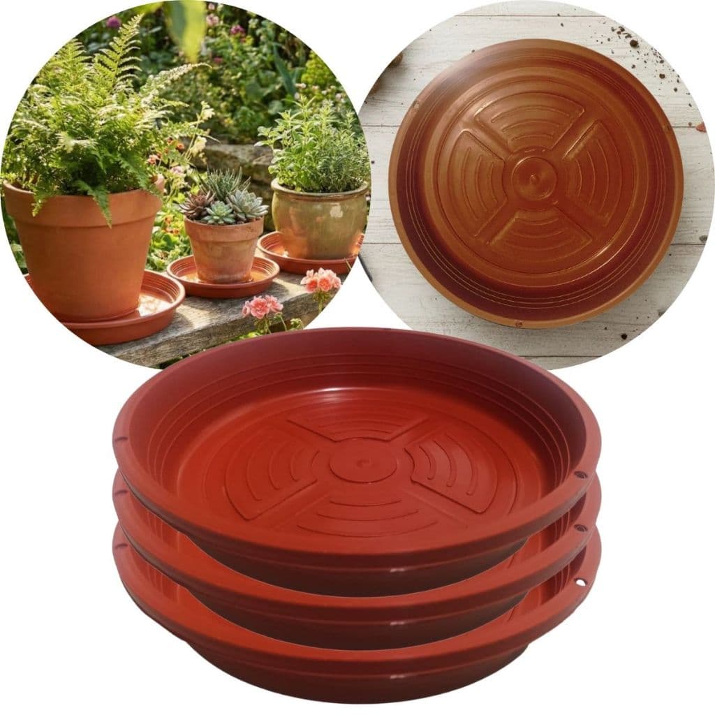 Kit 3 Prato De Vaso 17cm Plástico Ceramica Pratinho Coletor de Agua Para Vasos de Planta