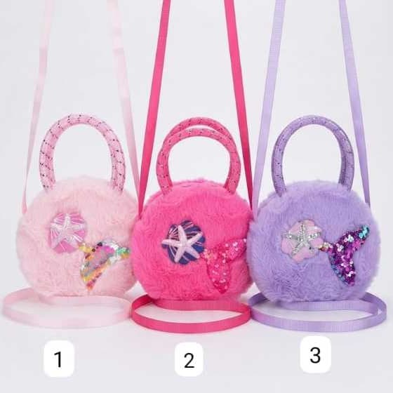 Bolsa De Pelúcia Infantil Kit Com 1 , 2 E 3 Unidades Bolsinha De Criança Para Meninas