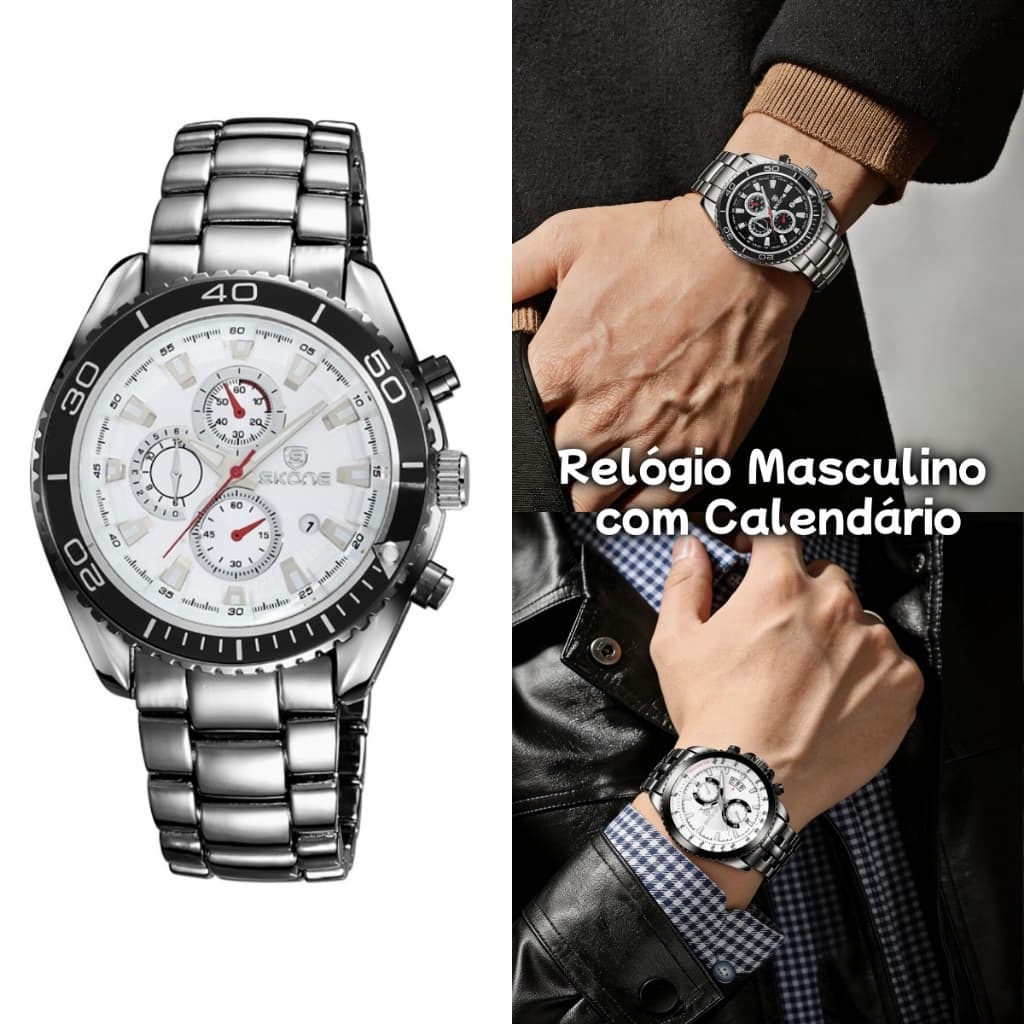 Relógio Masculino de Aço Inoxidável，Relógio Masculino com Calendário，Relógio de Negócios Masculino，Relógio de Quartzo