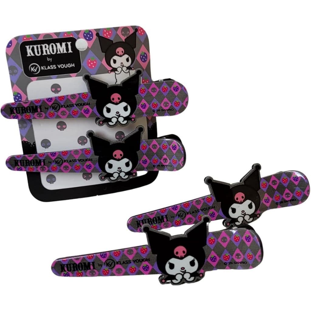 Presilhas Tictac Kuromi para Cabelos Lilás e Preto com 2 Unidades Klass Vough