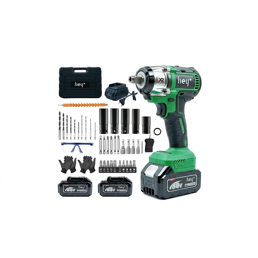 Chave de Impacto Hey+ 88V Brushless Kit Completo e maleta