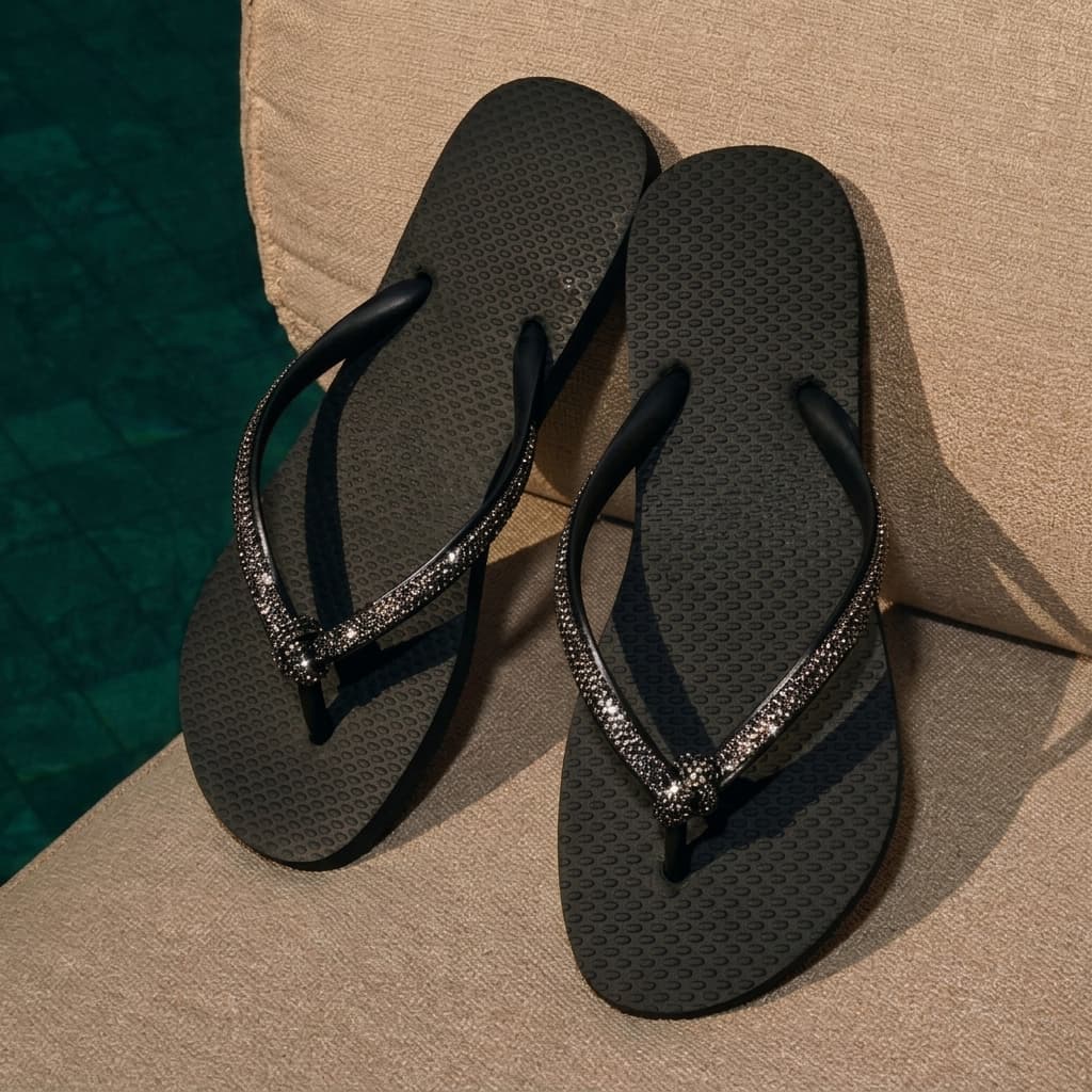Chinelo Strass Feminino Verão Estilo Confortavel Leve Brilho Nó Brilhante Elegante Sandália