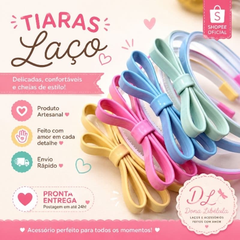 Tiara infantil, arco de menina, tiara com laço delicado, arco cores candy, tiara candy colors