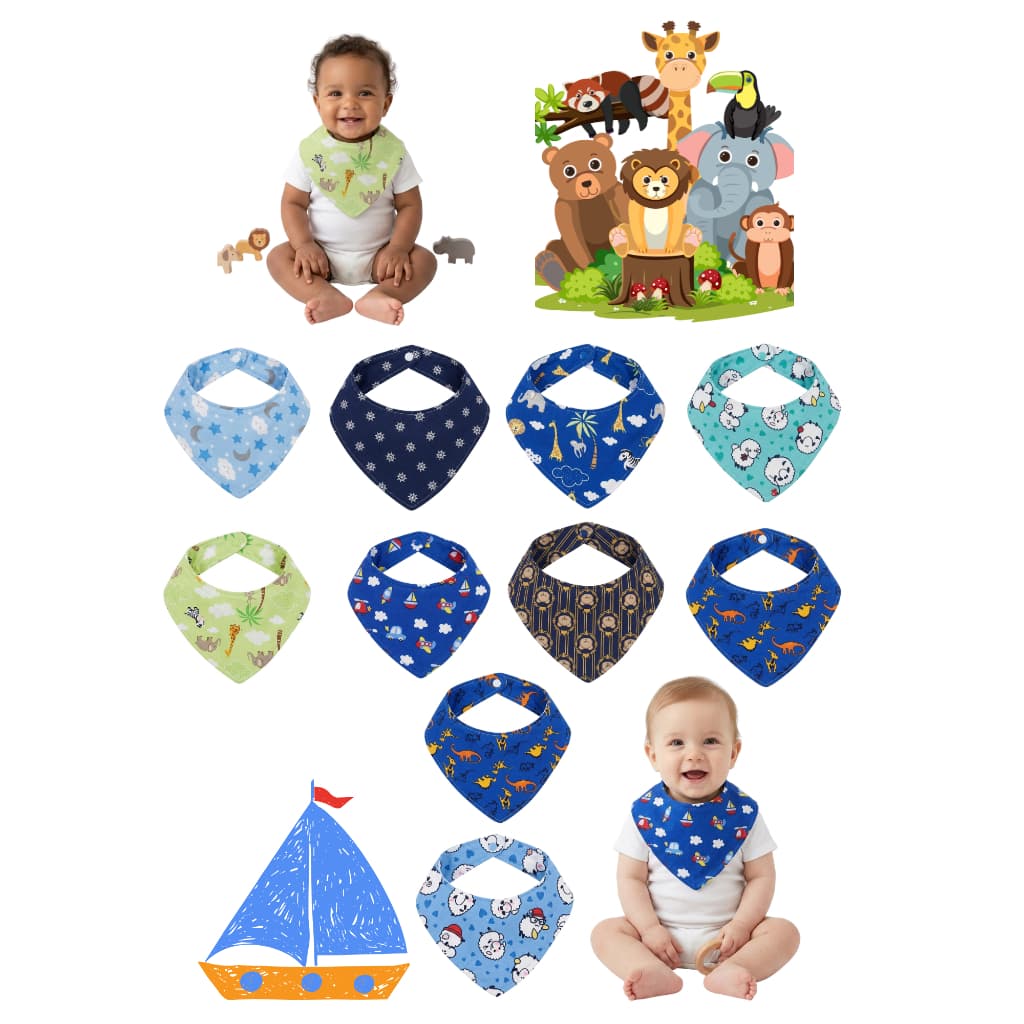 Babador bandana estampado  atoalhado kit/10 babador bandana de  bebê