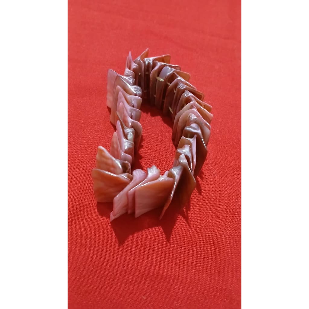 Pulseira de Madrepérola Rosa Natural Feminina Concha Mosaico Boho Chic Praia Verão