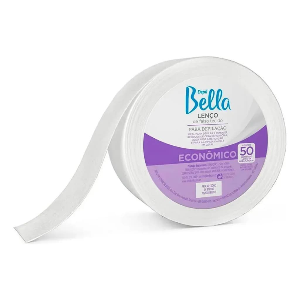 Rolo Lenço Tnt Para Depilação Branco Depil Bella 50 Metros