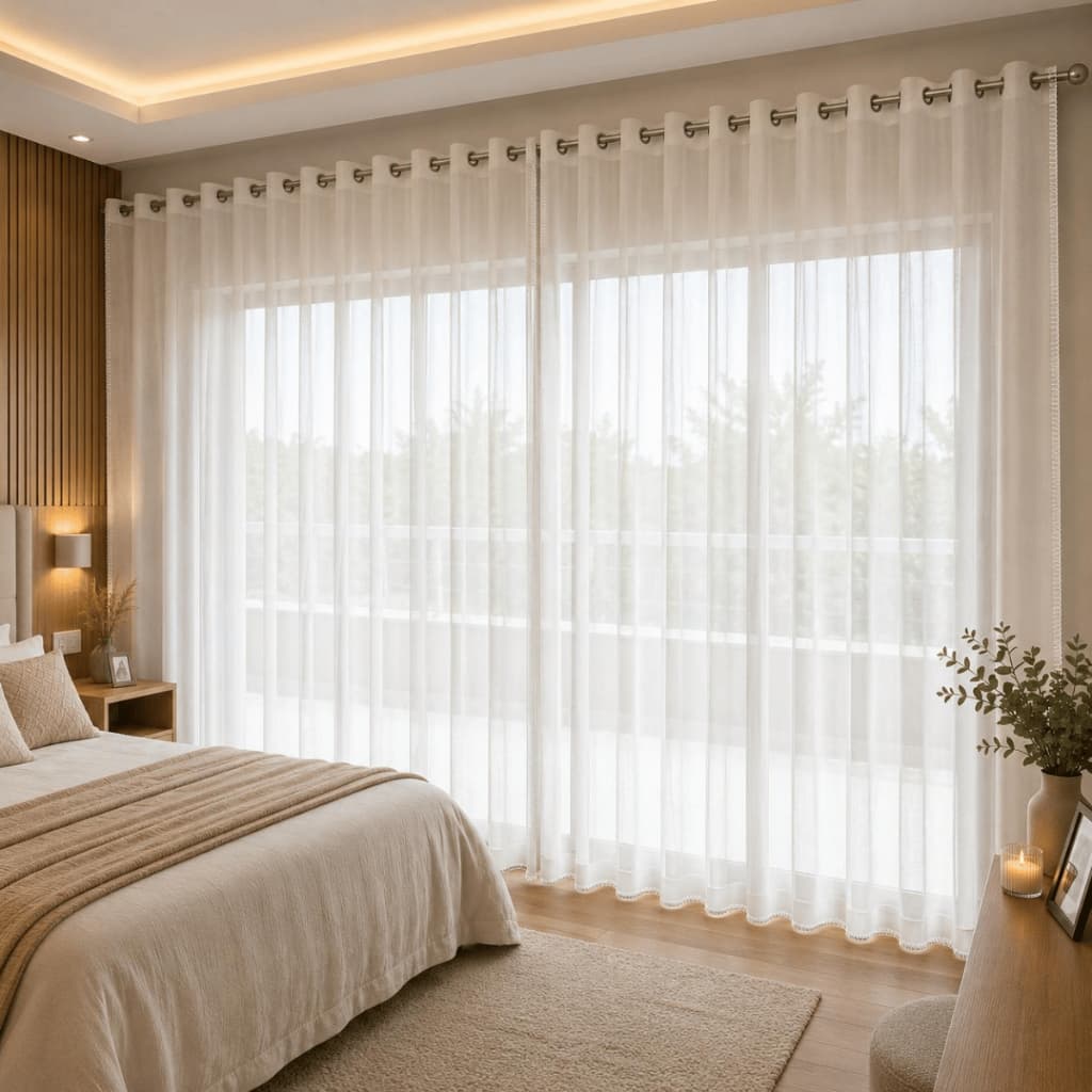 Cortina Voil Com Ilhós Para Sala e Quarto Transparente Tecido Fino Várias Medidas Decoração