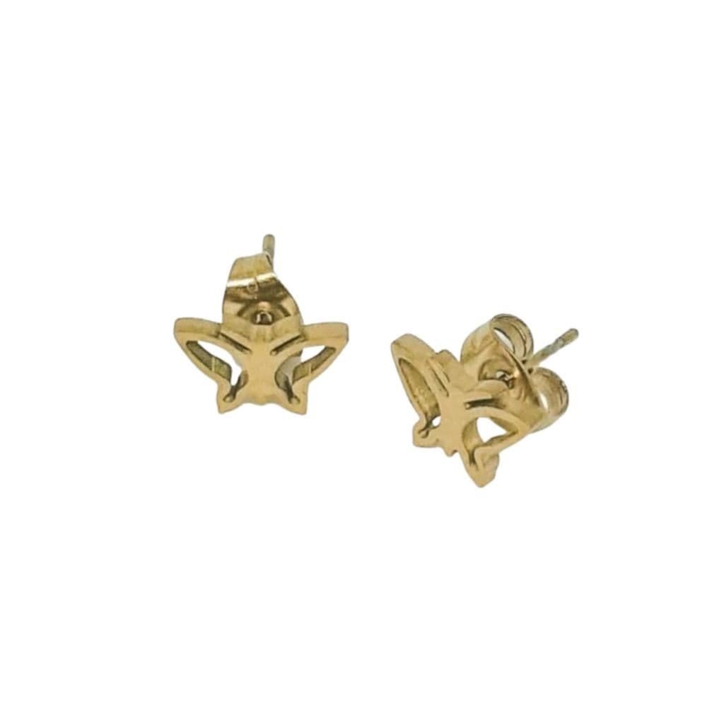 Brinco de Titânio Anti Alérgico Dourado Borboleta