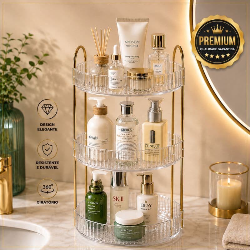 Porta Maquiagem Skincare Giratório 360 Graus Organizador 2 3 Andares para Perfumes Cremes