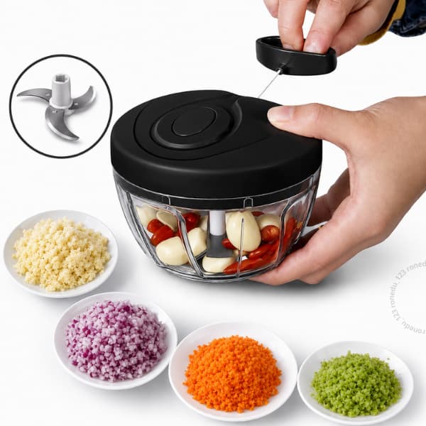 Mini Processador 500ML Triturador de Alimento Manual Utensílio Cozinha