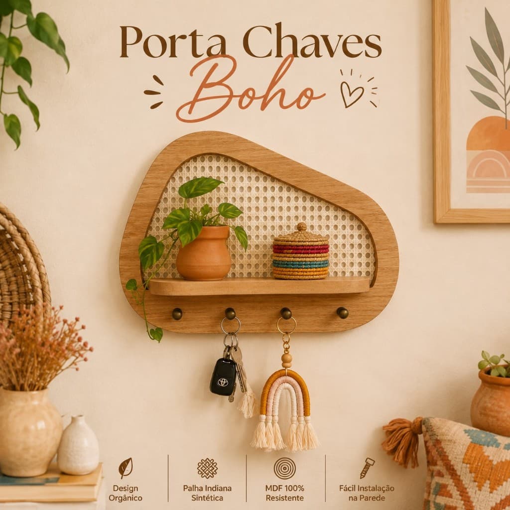 PORTA CHAVES BOHO — ORGANIZE COM ESTILO E DEIXE SUA CASA AINDA MAIS LINDA!