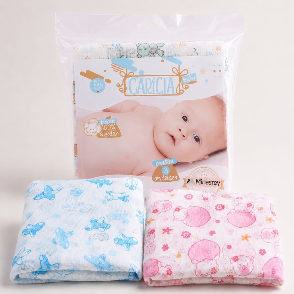 Fralda de Pano Caricia Baby com 5 Unidades