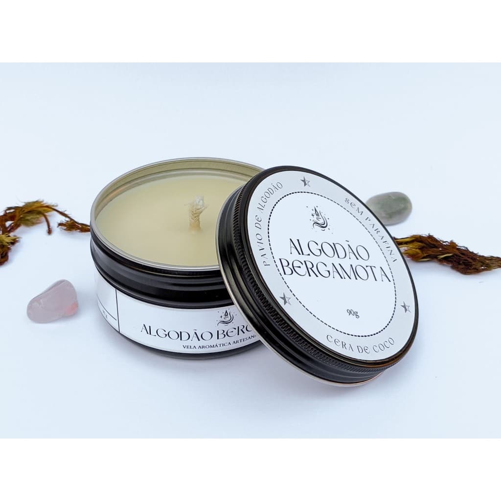 Vela Aromática Algodão Bergamota | Lata | Cera Vegetal | Pavio de Algodão