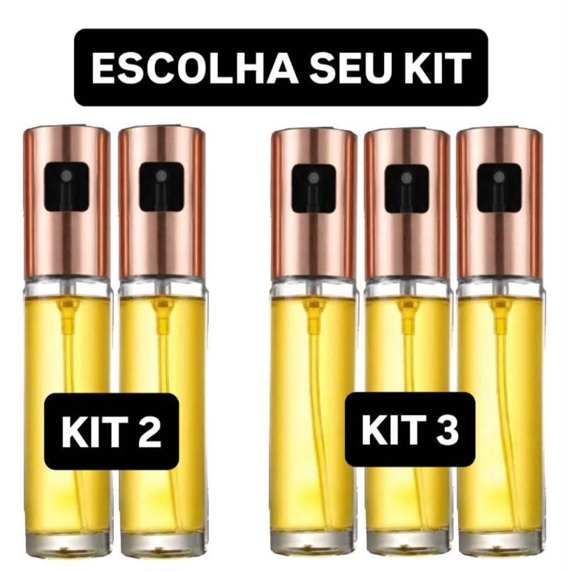 Kit 2 ou 3 Spray Pulverizador de Azeite 100ml Vidro Inox Rosê Borrifador Cozinha