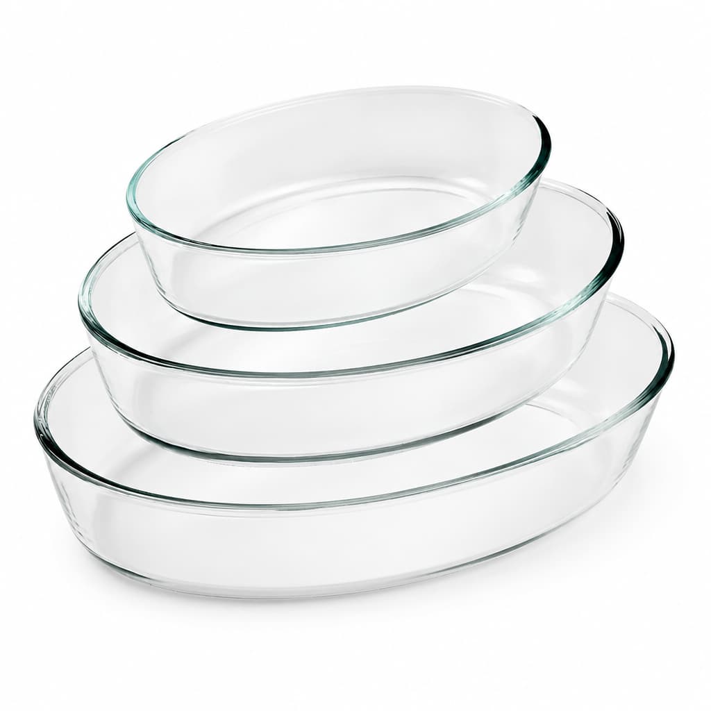Conjunto 3 Travessas Assadeira Oval Vidro Refratário Diamond