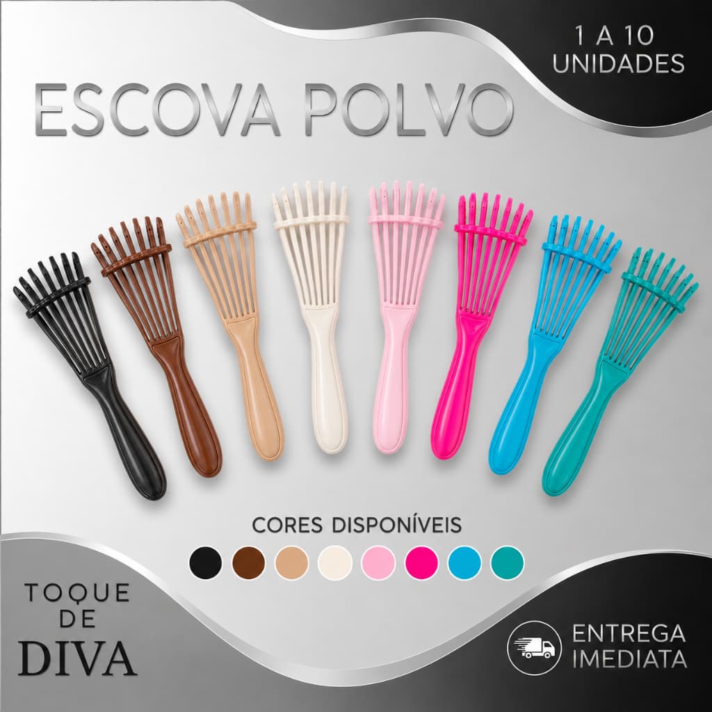 Kit 1 a 10 Escova Polvo Modeladora Desembaraçadora Fitagem Definição Cachos Cabelo Cacheado Pente Antifrizz