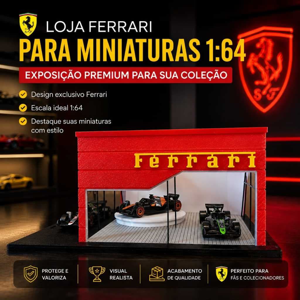 Diorama Garagem Ferrari 1:64 para Hot Wheels MiniGT Matchbox Miniaturas Colecionáveis