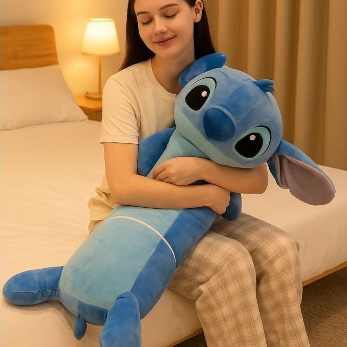 Travesseiro de Corpo Pelúcia Grande Xuxão Stitch 1,10m Tecido Premium com Zíper na Barriga Decoração Para Quarto e Cama