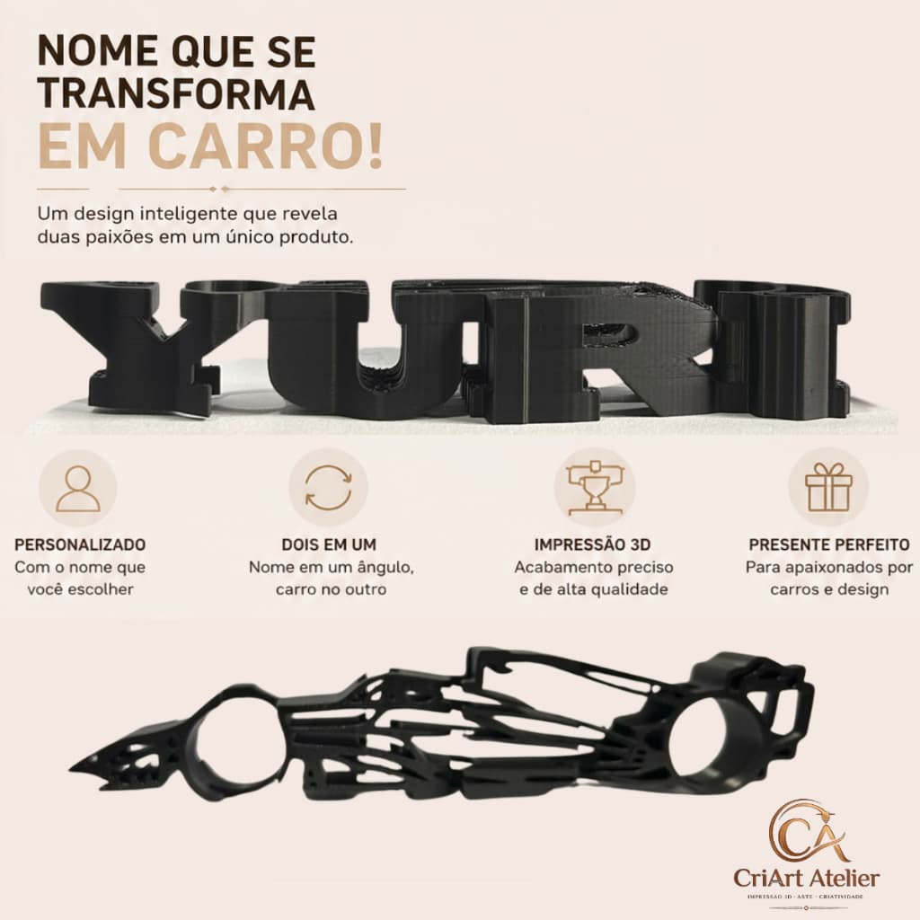 Letreiro De Carro Personalizado Com Nome Impressão 3D Decoração Automotiva Presente Criativo Para Apaixonados Por Carros