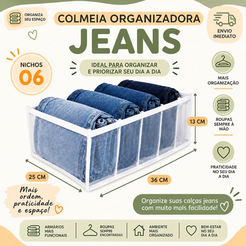 Colmeia Organizadora de Gavetas Para Calça Jeans Branco Unidade