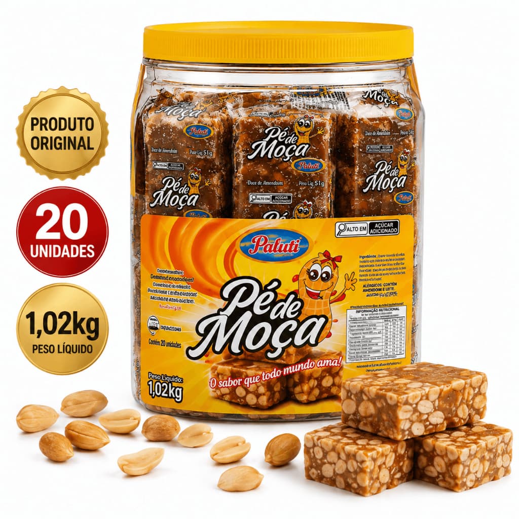 Doce Pé de Moça Paluti 20 Unidades Amendoim e Leite Condensado ideal para festa junina e eventos
