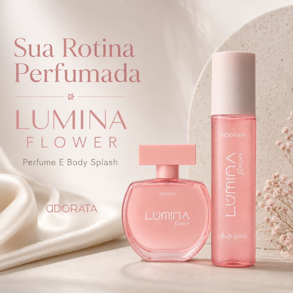 Kit Feminino Lúmina Flower Perfume E  Body Splash Fragrância Floral Romã Peônia E Baunilha Odorata