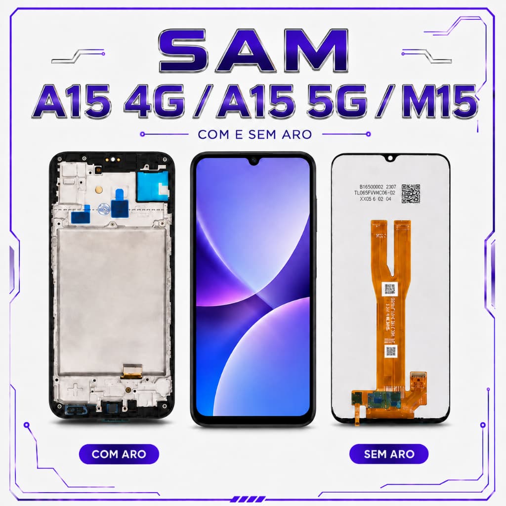 Tela LCD/OLED Samsung A15 4G 5G M15 – Cores Vivas, Excelente Brilho, COM ARO ou SEM ARO