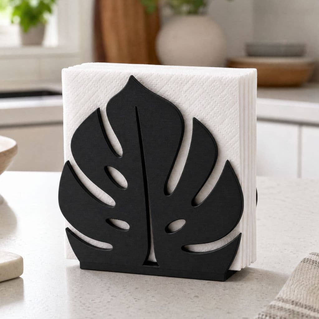Suporte Porta Toalha Guardanapo Decorativo Folha Monstera Mesa Posta Organizador Cozinha Sala Jantar Moderno Casa