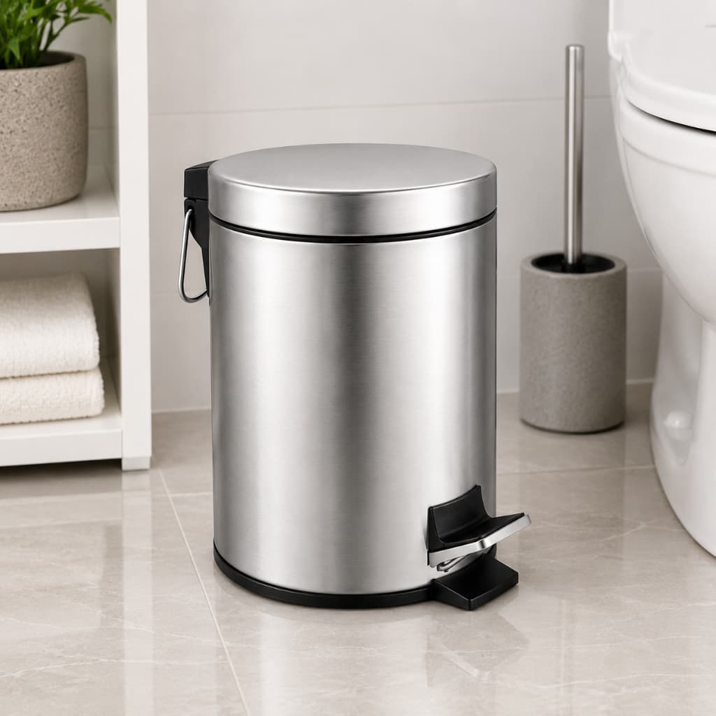 Lixeira Inox Multiuso Redonda Compacta 3 Litros Resistente Cozinha Banheiro