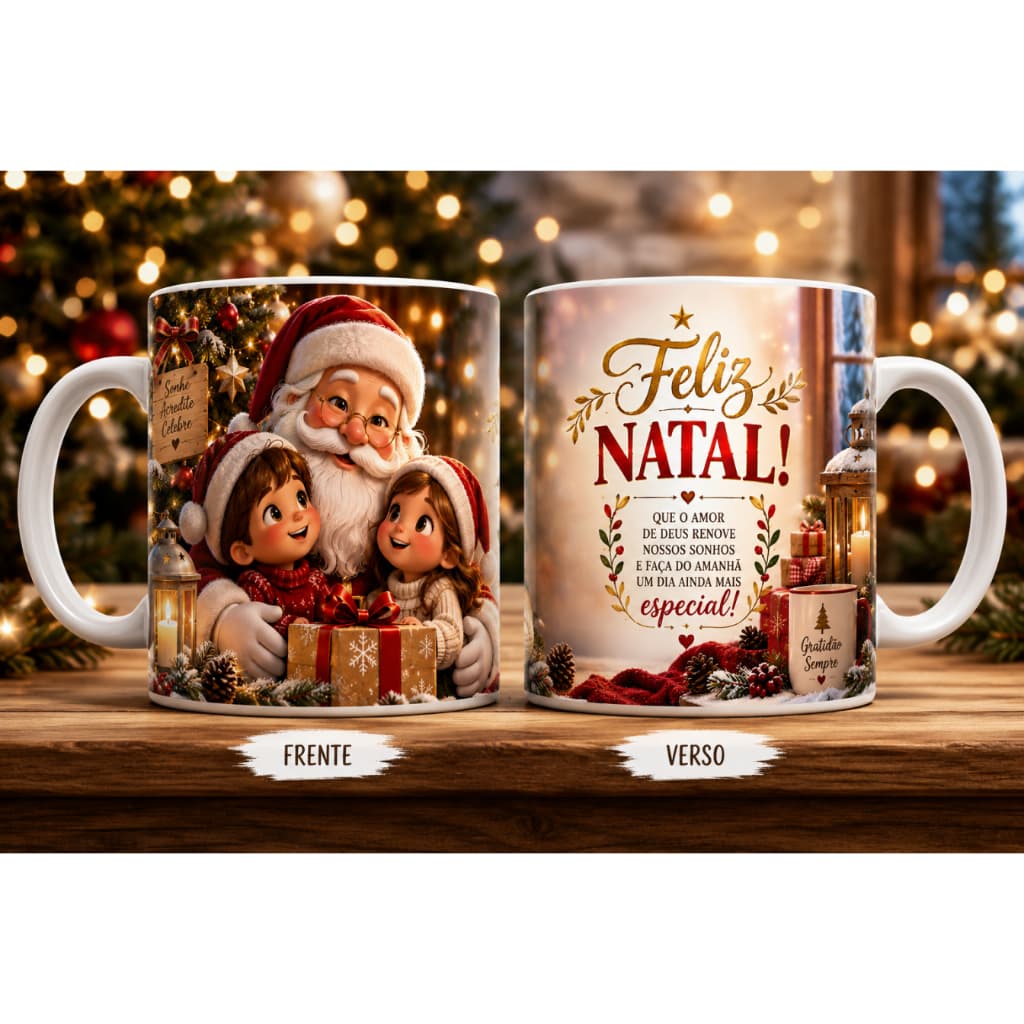 1 Caneca de Natal Porcelana 325ml – 5 Modelos Natalinos | Presente de Natal Criativo