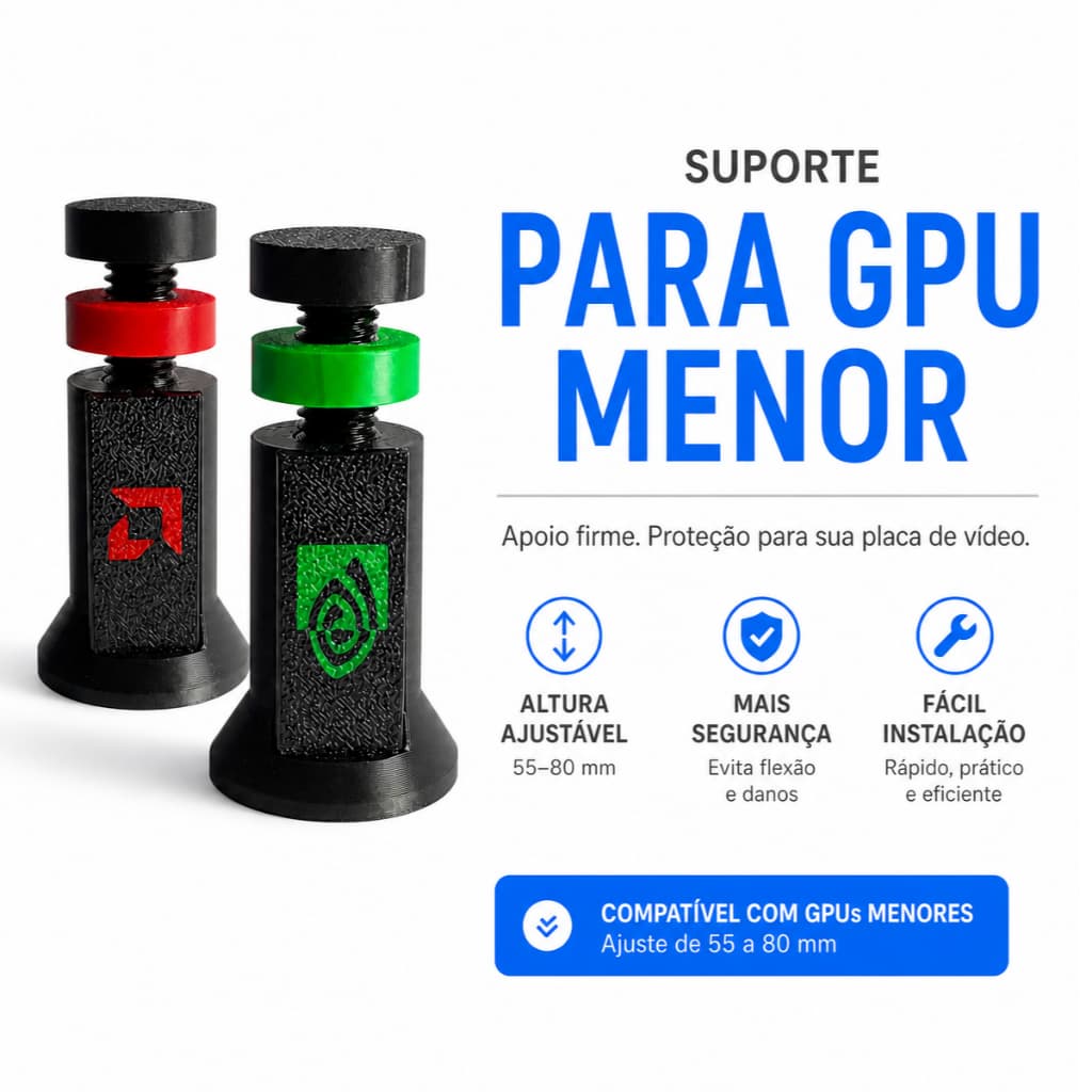 Suporte Pequeno para Placa de Vídeo GPU Ajustável 55 a 80mm Anti-Sag
