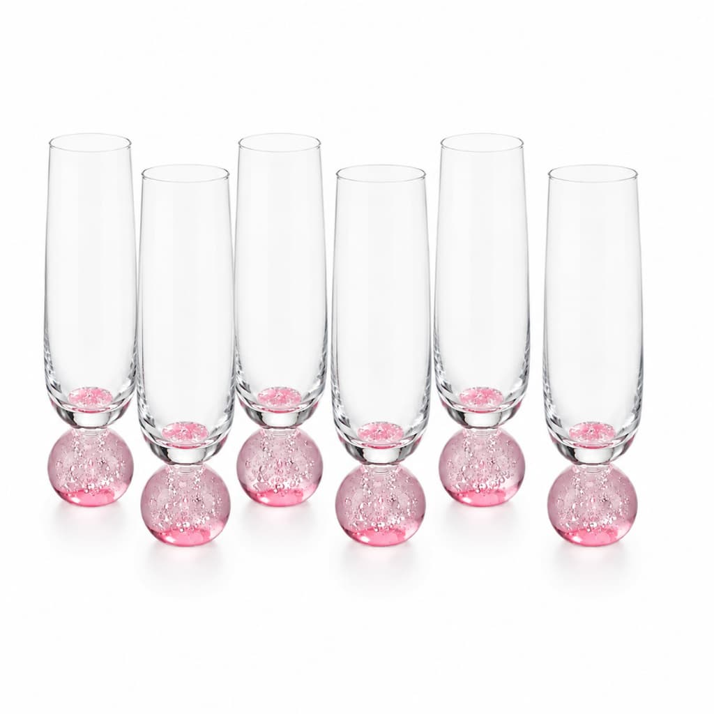 Kit 2 Até 6 Taças De Vidro Taça De Cristal 300ml Bola Vidro Orbe Rosé Para Drinks Pé De Esfera