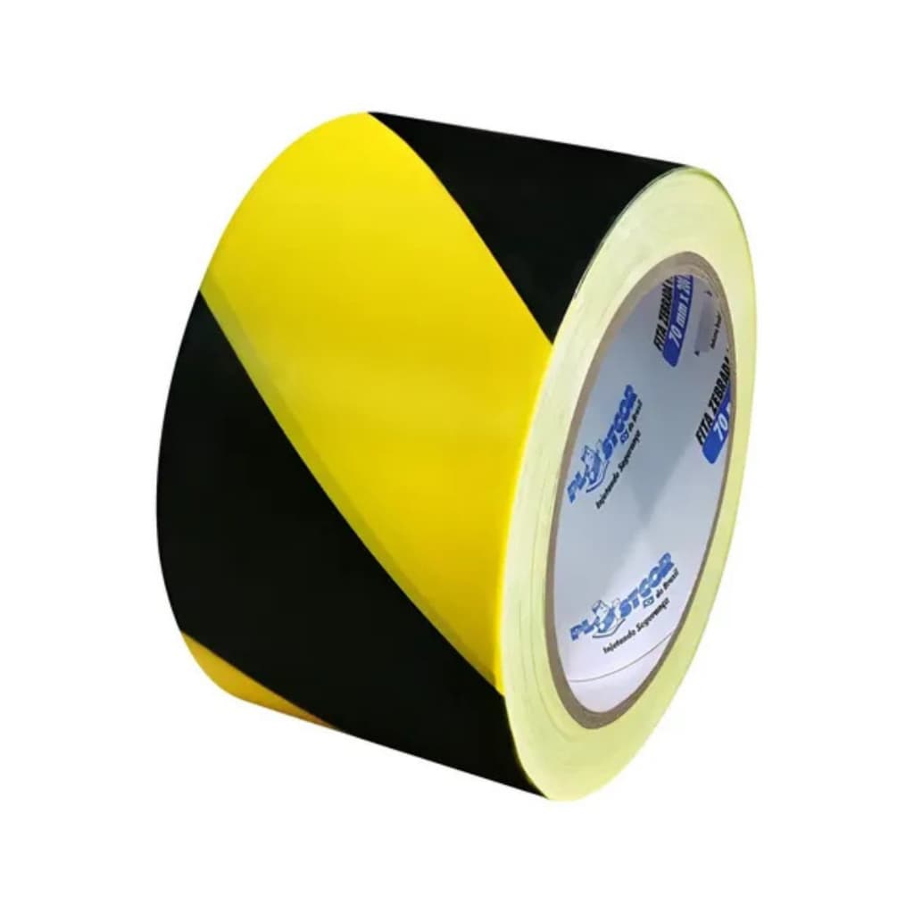 Fita Zebrada Preto e Amarelo Sinalização 200mx7cm Isolamento