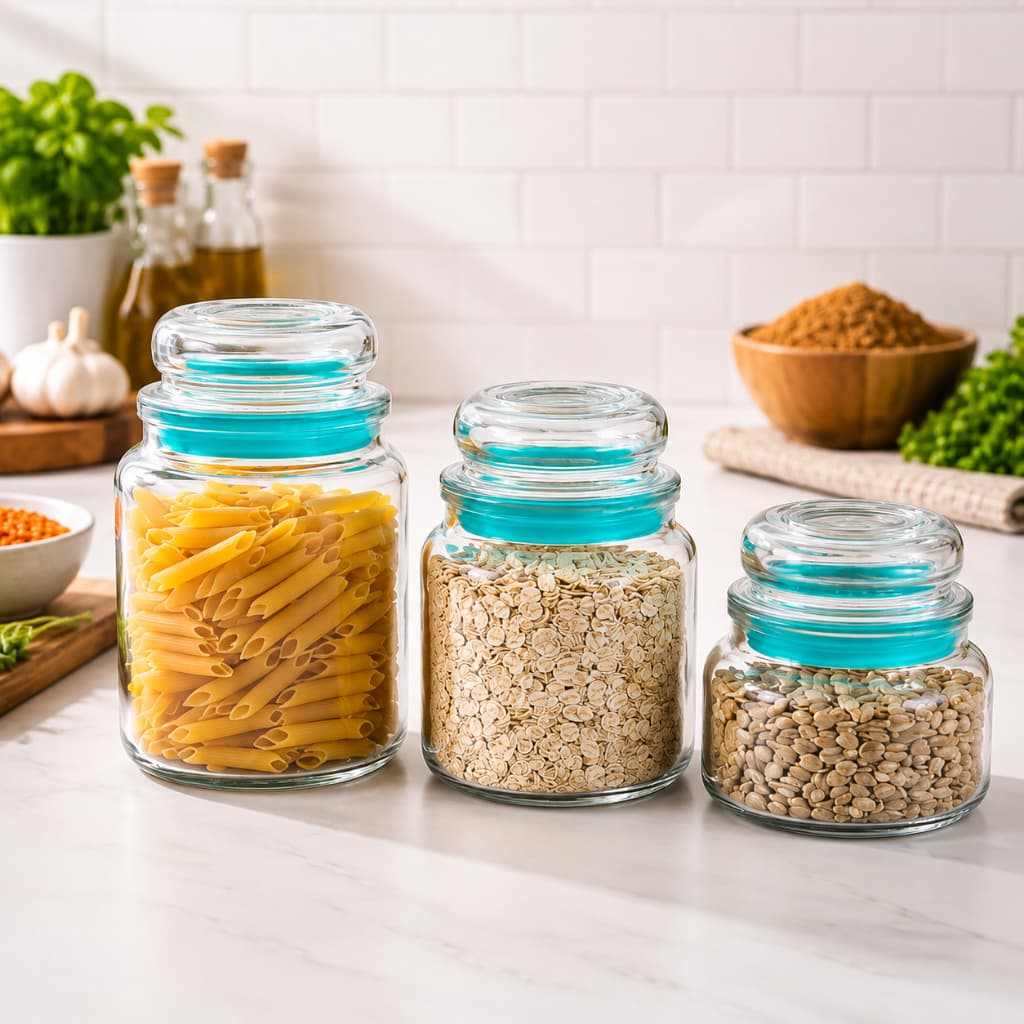 Potes Herméticos Vidro 3 Peças Organizadores Mantimentos Tampa Vedação Conservação Alimentos Cozinha