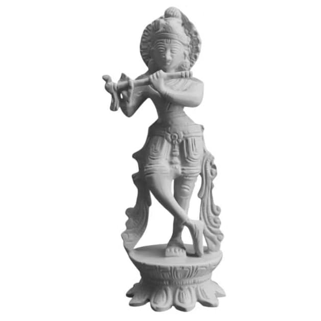Estátua Deus Krishna Flauta Flautista Hinduísmo Escultura Espiritual Impressão 3D Decorativa