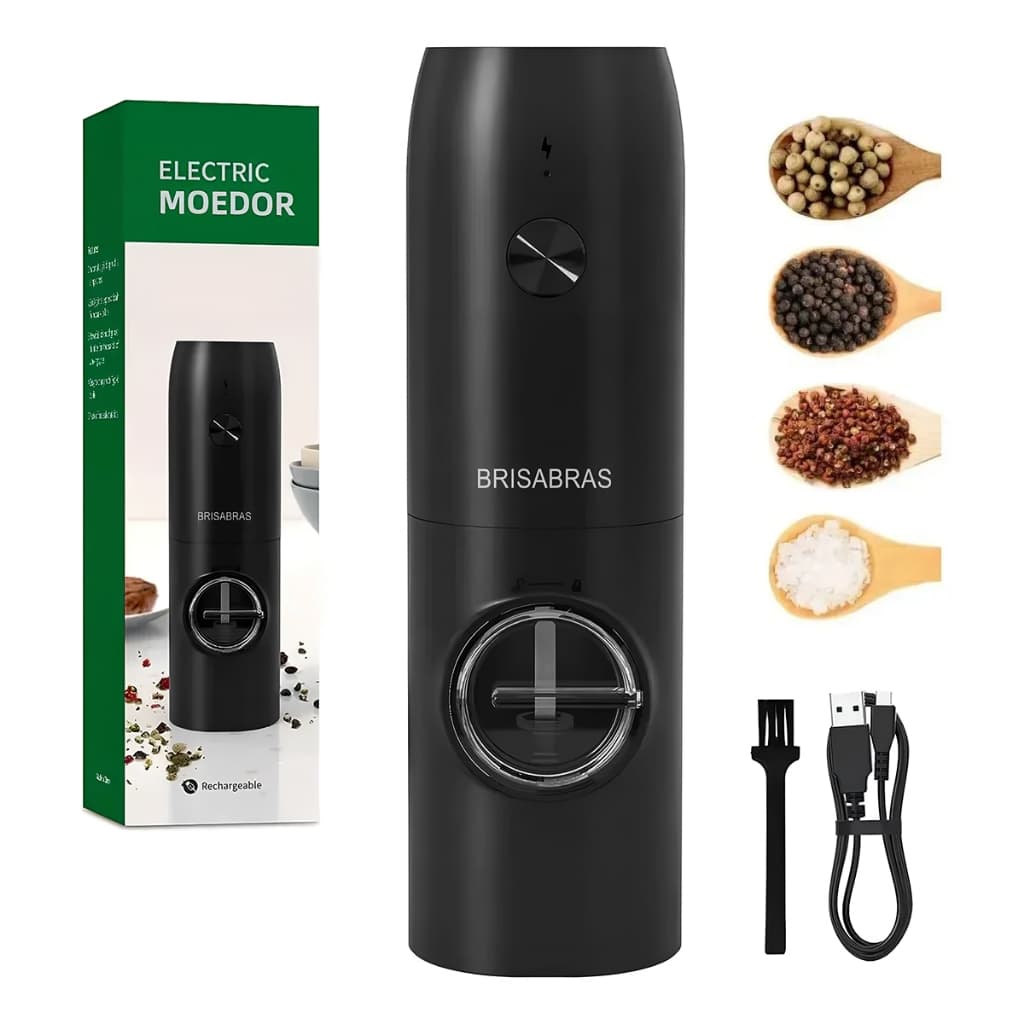 Moedor Elétrico Sal Grosso Pimenta Temperou Usb Recarregável
